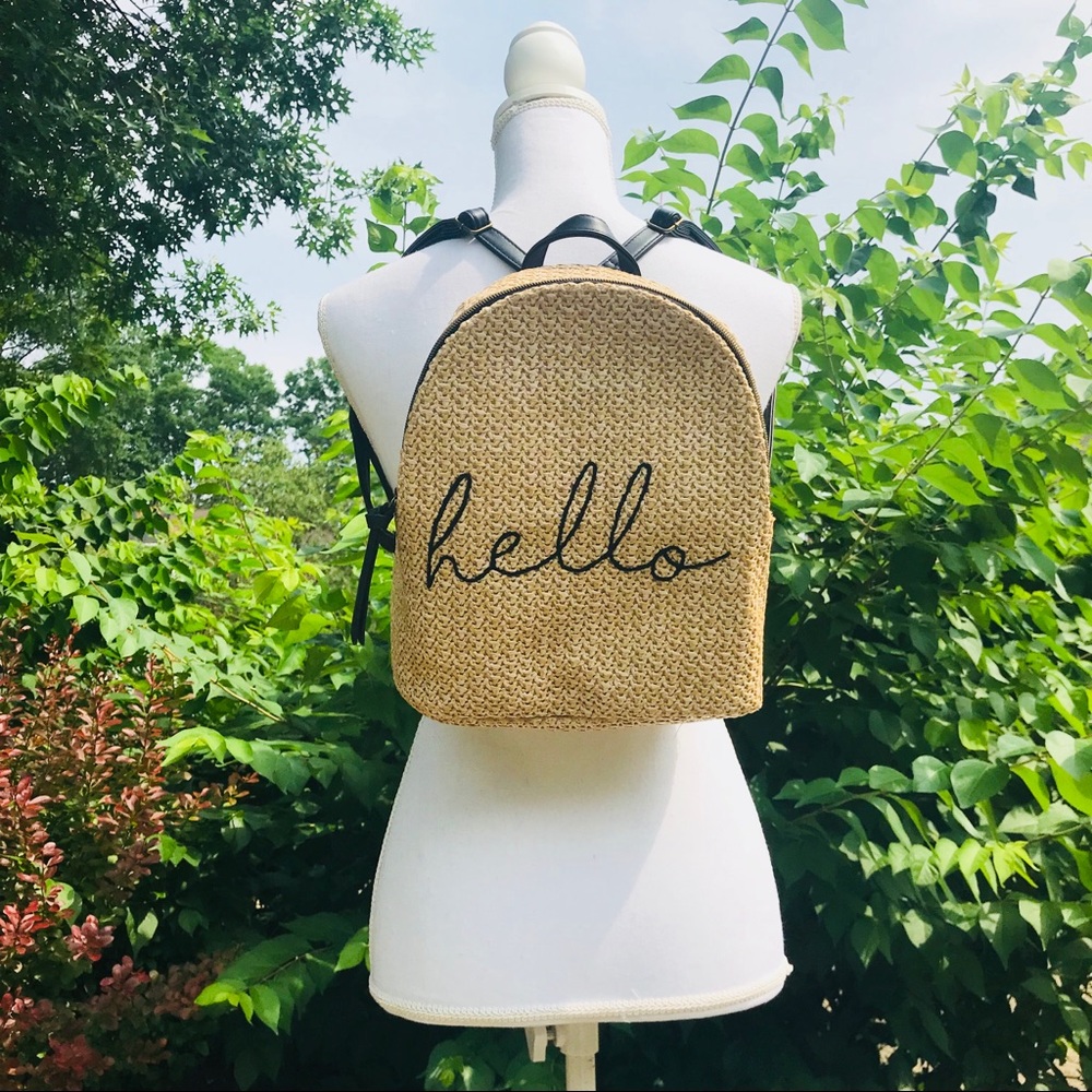 Straw Backpack Purse T-shirt & Jeans